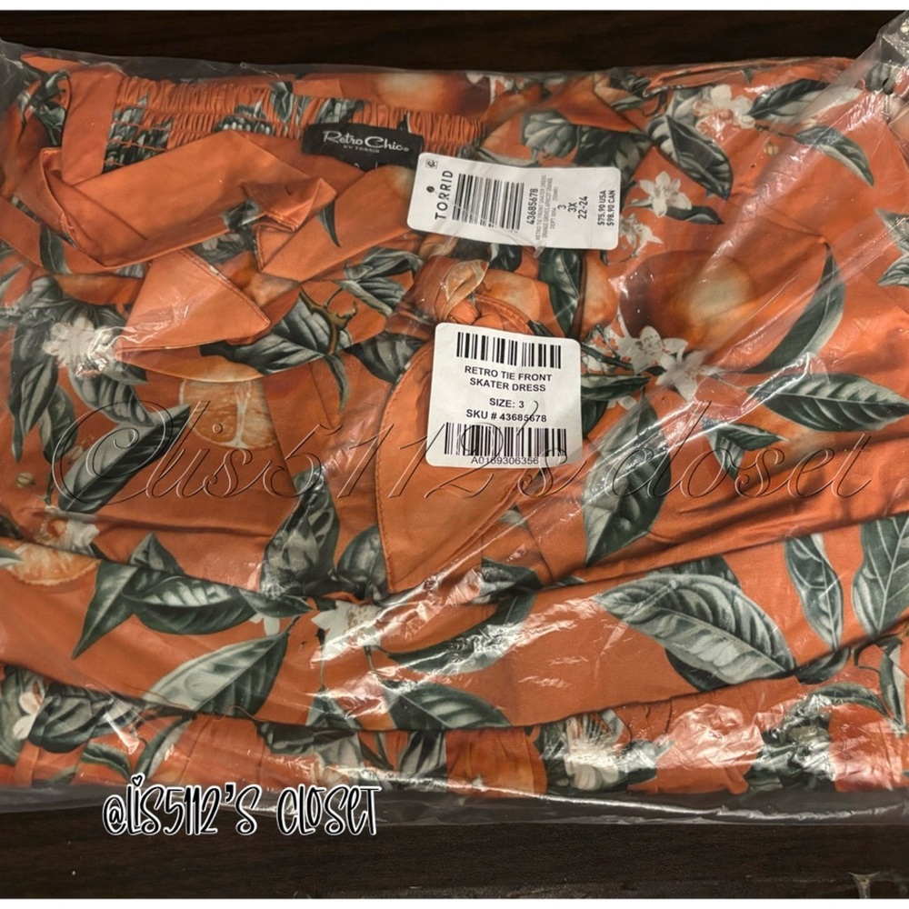 Torrid Retro Chic Orange Groves Mini Rockabilly Pinup Swing Dress 3X 22 24 - Picture 2 of 16